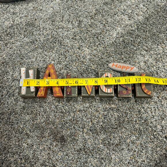 Happy Harvest Tabletop Home Decor Fall Autumn Mixed Prints Letter Cutouts - Picture 8 of 9